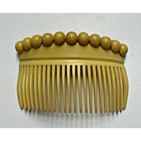 Vintage Unique Decorative Ball Accents Side Hair Comb Yellow